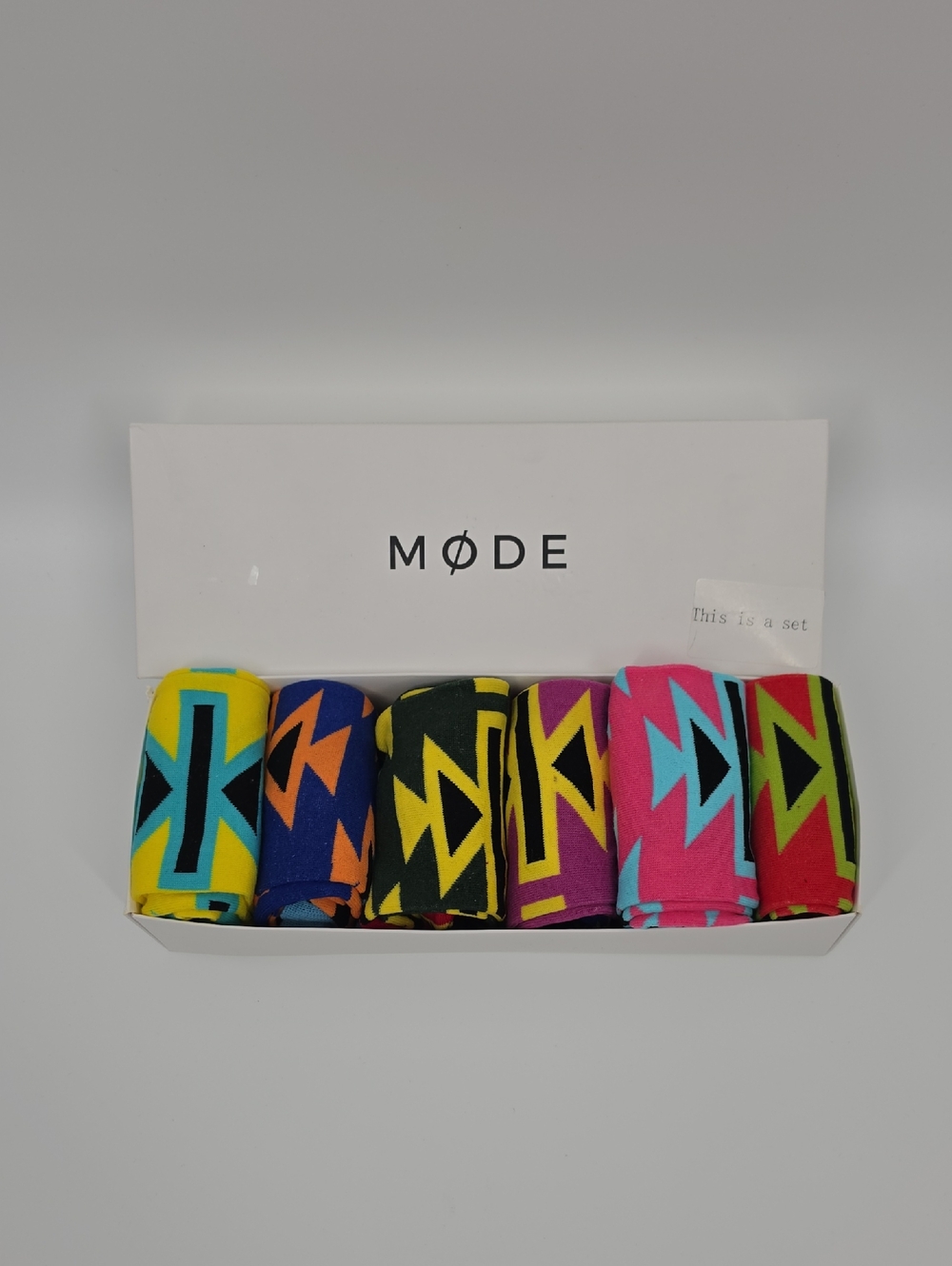 MODE 6 Pair Colorful Unisex Knee High Socks Graphic Stretch Set